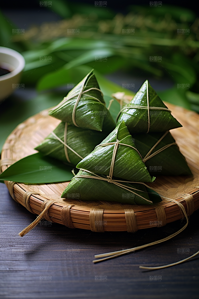 粽子包粽子粽叶摄影图