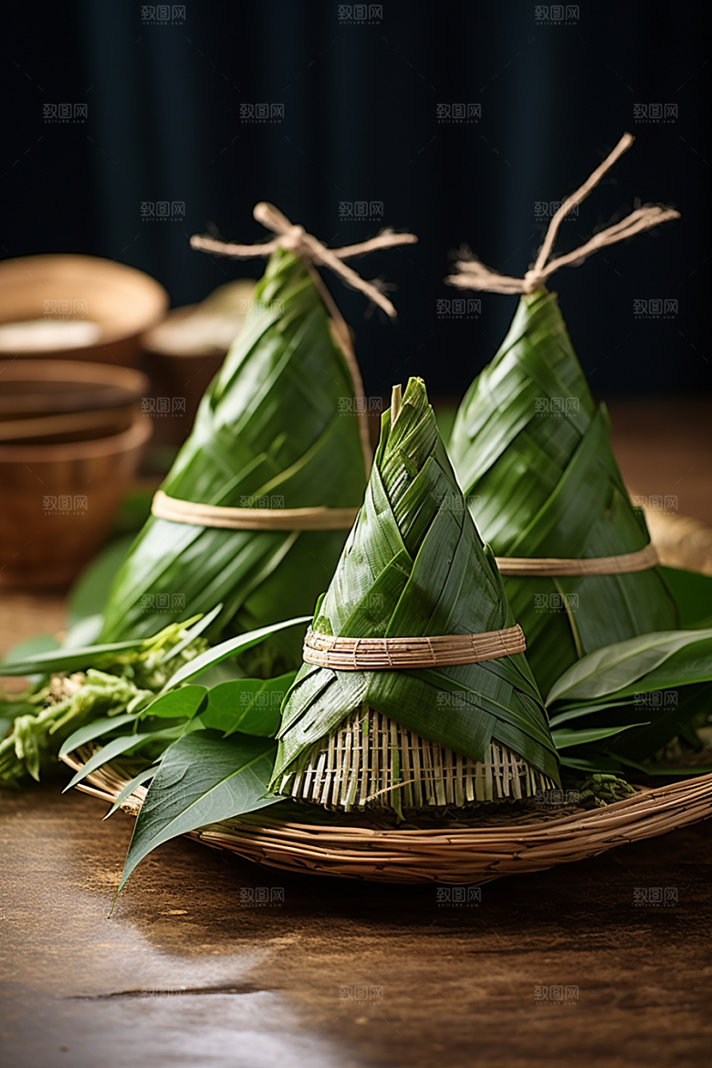 粽子节日节气包粽子摄影图