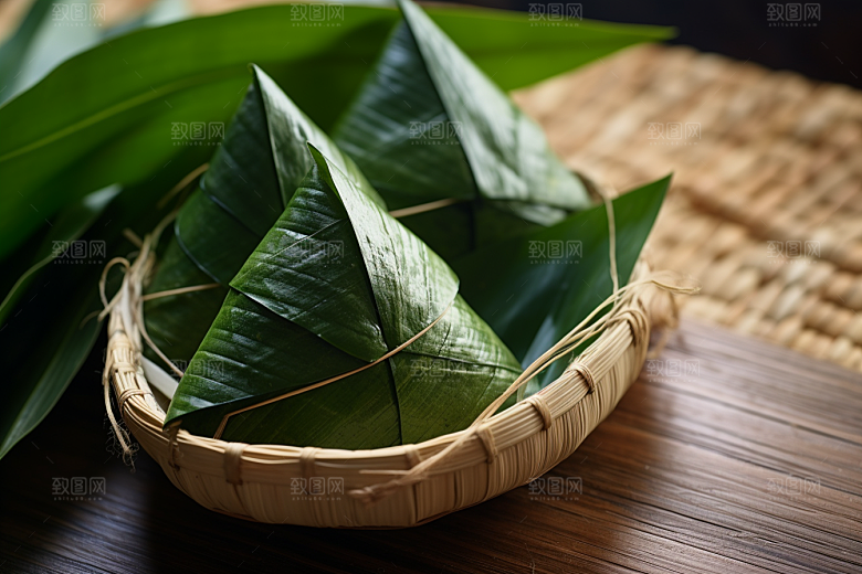 粽子粽叶小吃摄影图