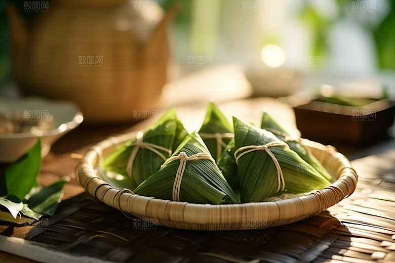 粽子端午节包粽子摄影图