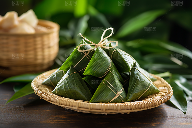 粽子粽叶端午节摄影图