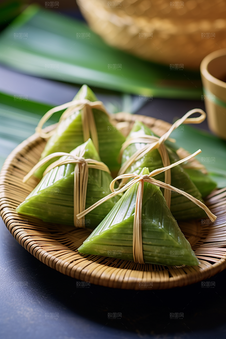 粽子高清粽叶摄影图