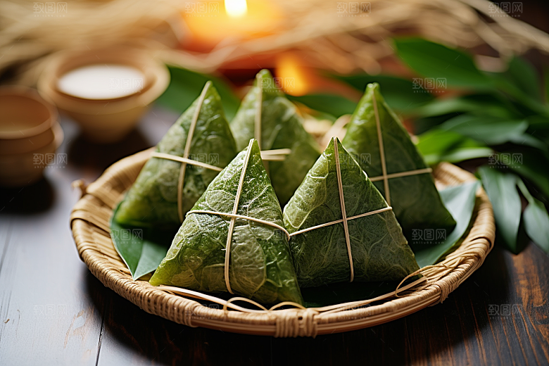 粽子粽叶自然摄影图