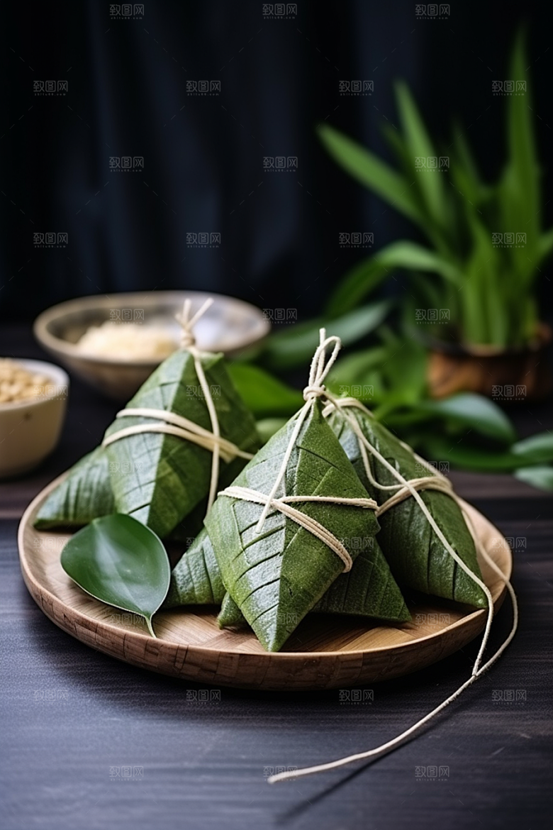 粽子粽叶美味摄影图