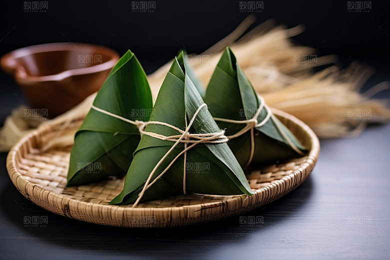 粽子粽叶自然摄影图