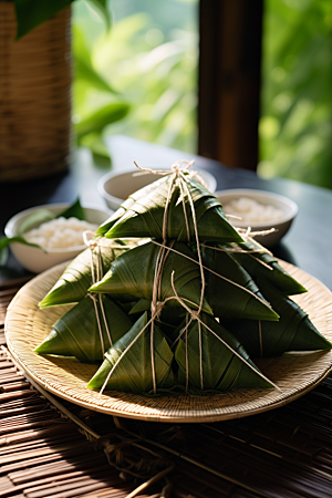 粽子小吃包粽子摄影图