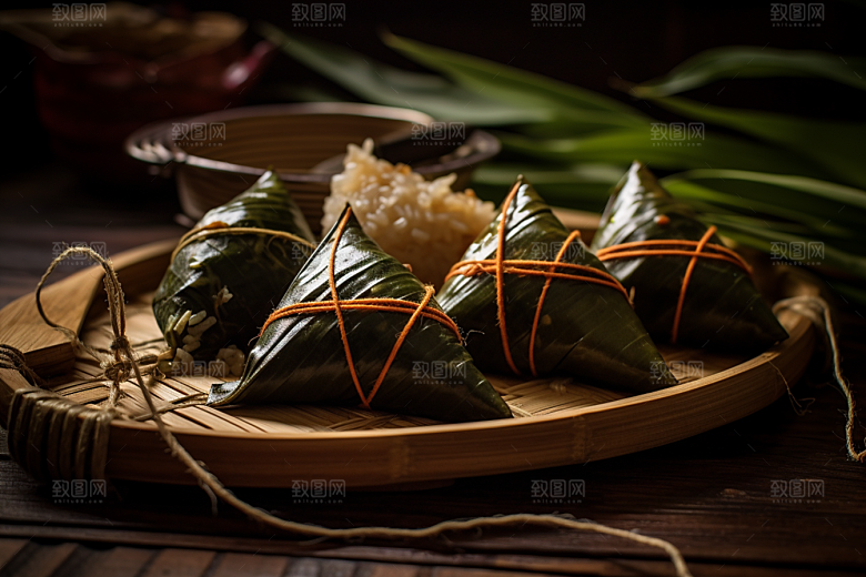 粽子粽叶自然摄影图