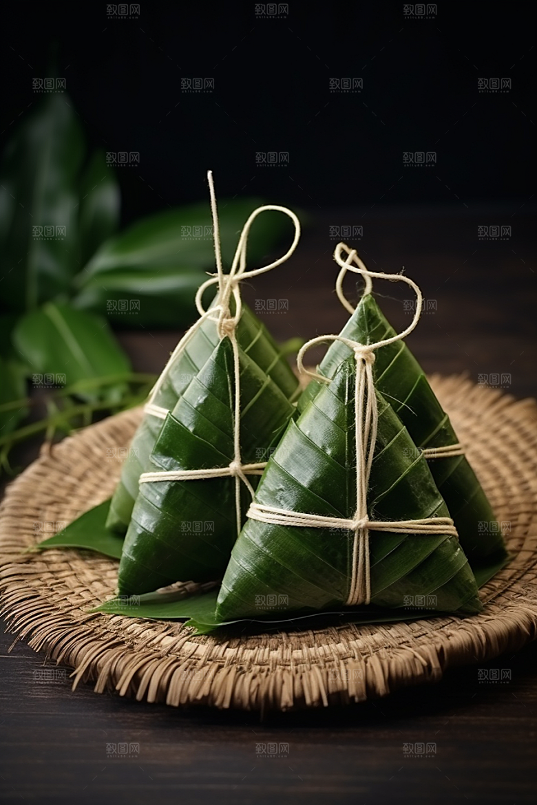 粽子粽叶美味摄影图