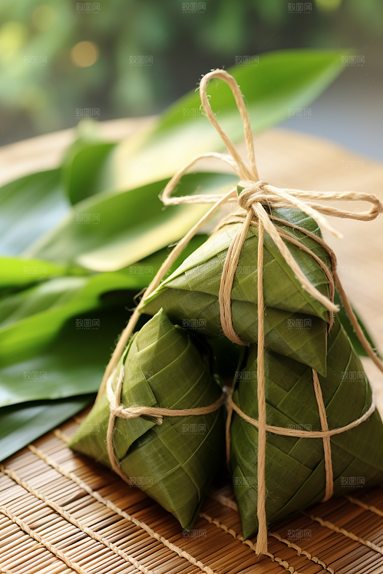 粽子高清粽叶摄影图