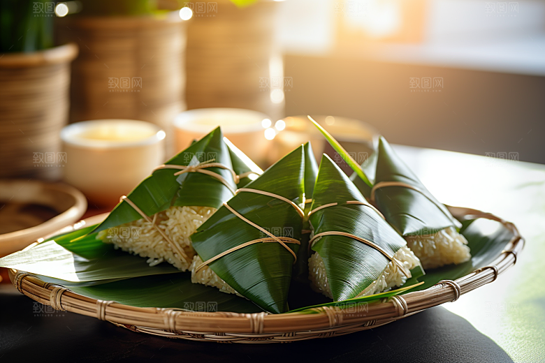 粽子粽叶高清摄影图