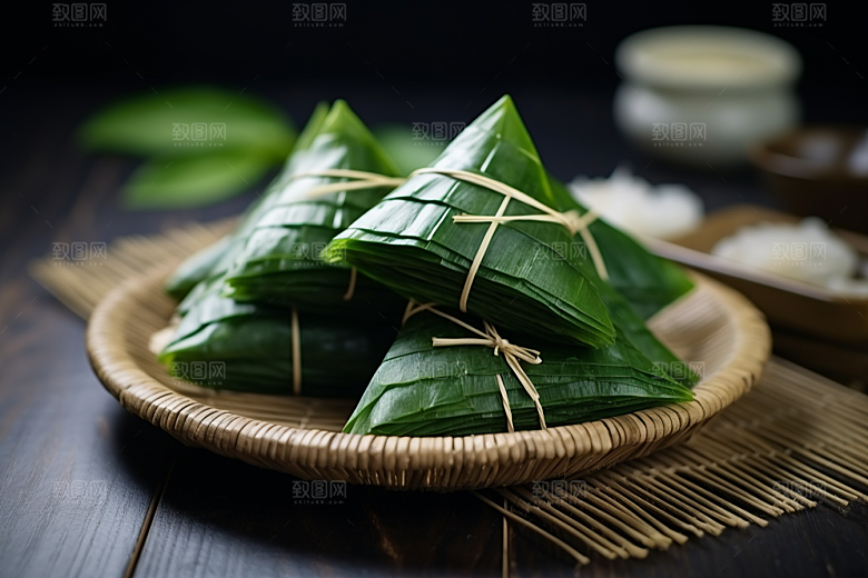 粽子传统美食自然摄影图