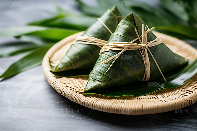 粽子粽叶自然摄影图