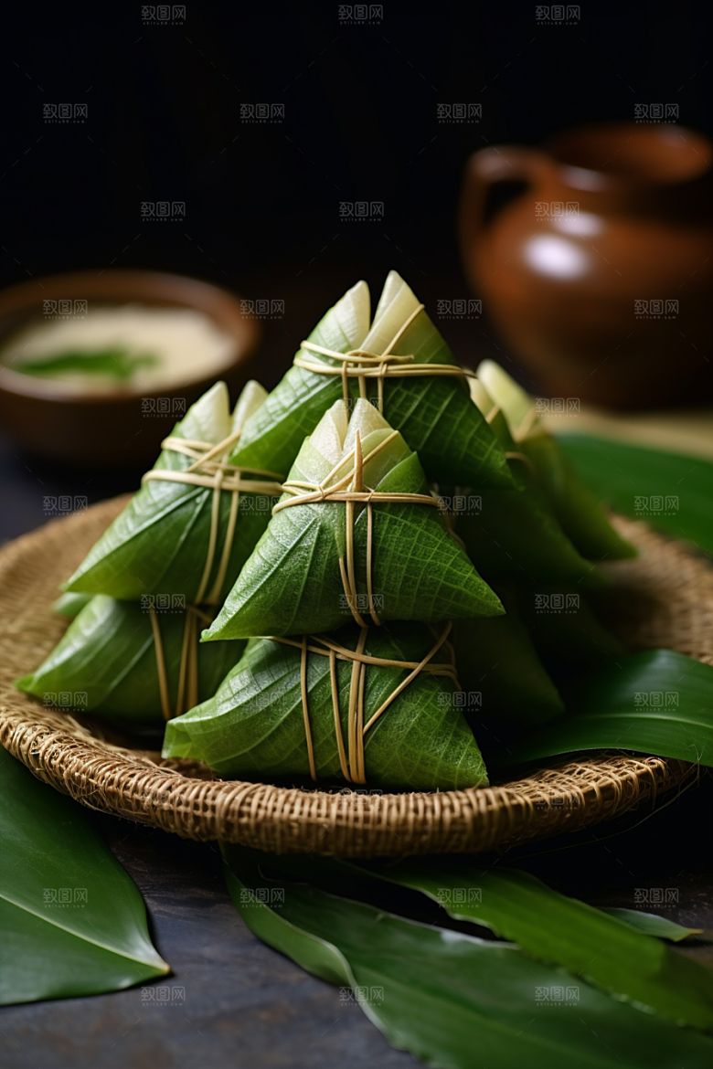 粽子传统美食自然摄影图