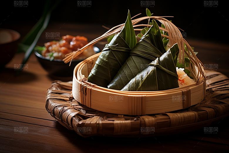 粽子美味粽叶摄影图
