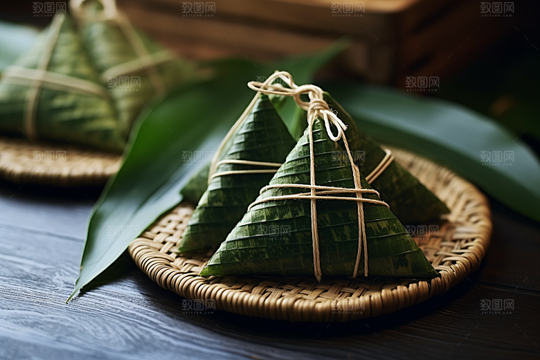粽子端午节包粽子摄影图