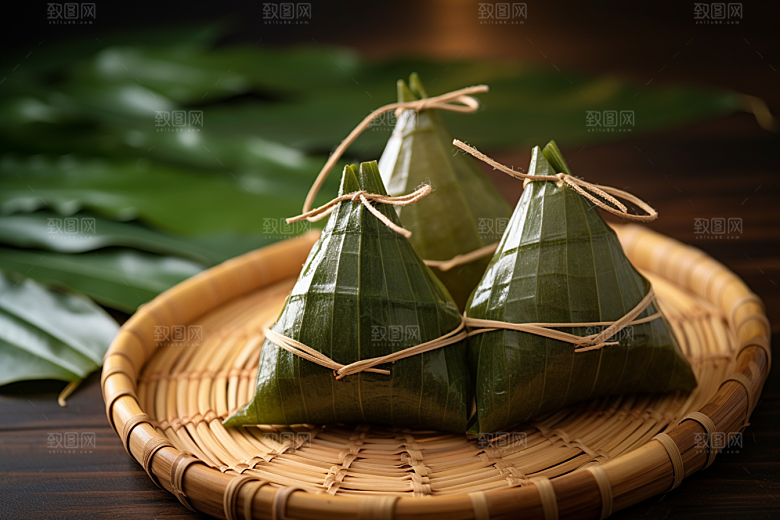粽子粽叶自然摄影图