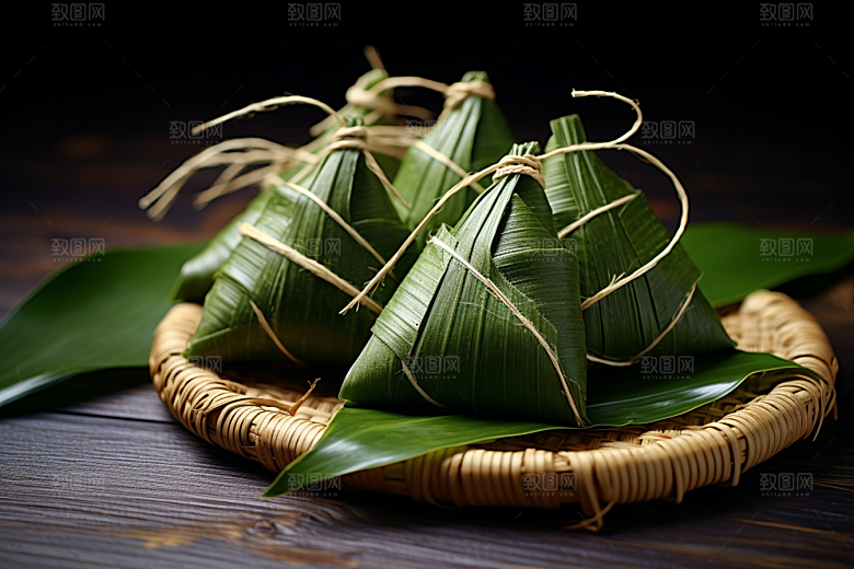 粽子小吃传统美食摄影图