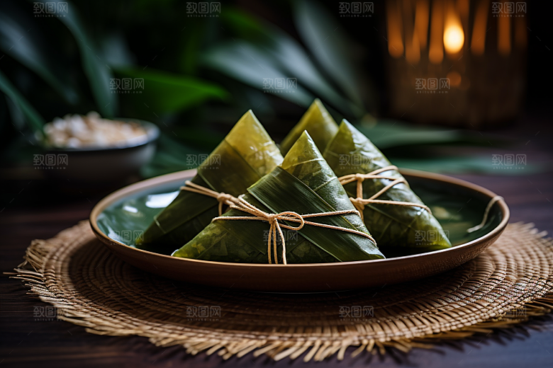 粽子传统美食自然摄影图
