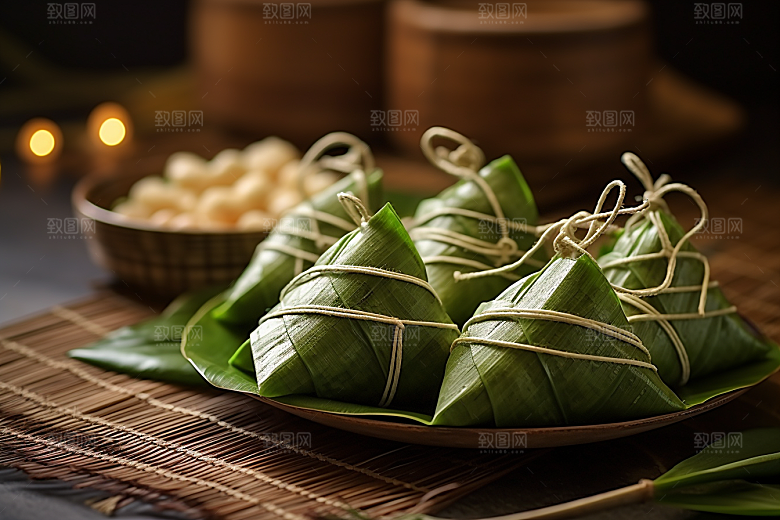 粽子小吃包粽子摄影图