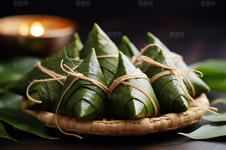 粽子传统美食包粽子摄影图