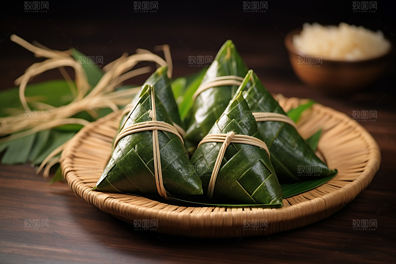 粽子粽叶高清摄影图