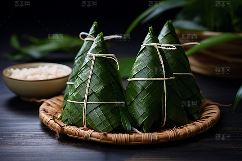粽子传统美食包粽子摄影图