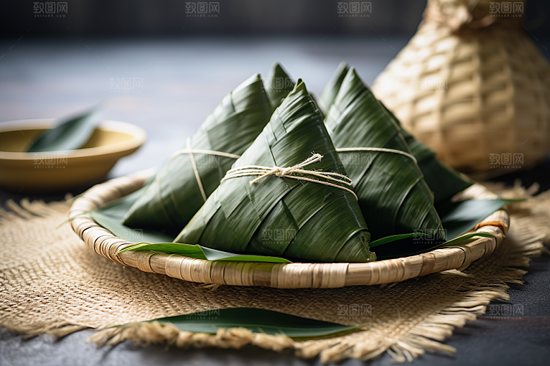 粽子包粽子粽叶摄影图
