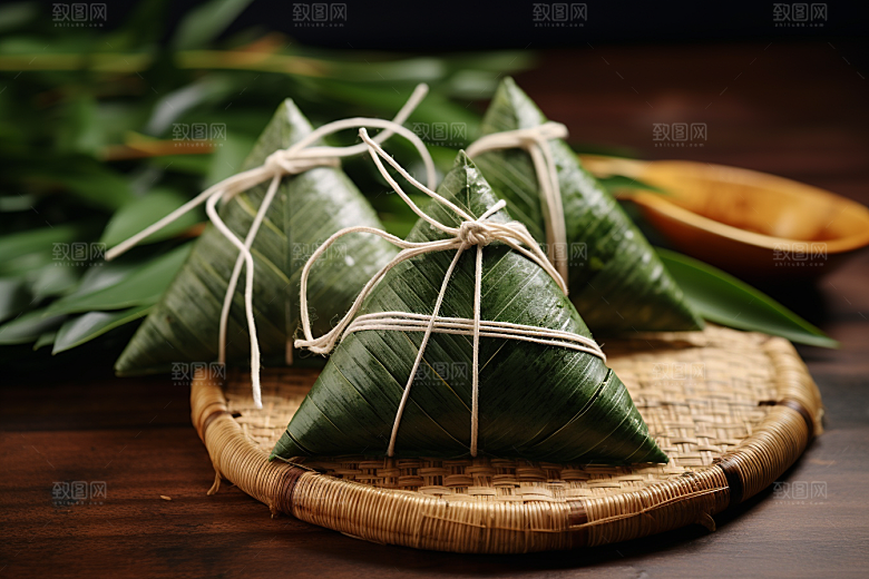 粽子粽叶小吃摄影图