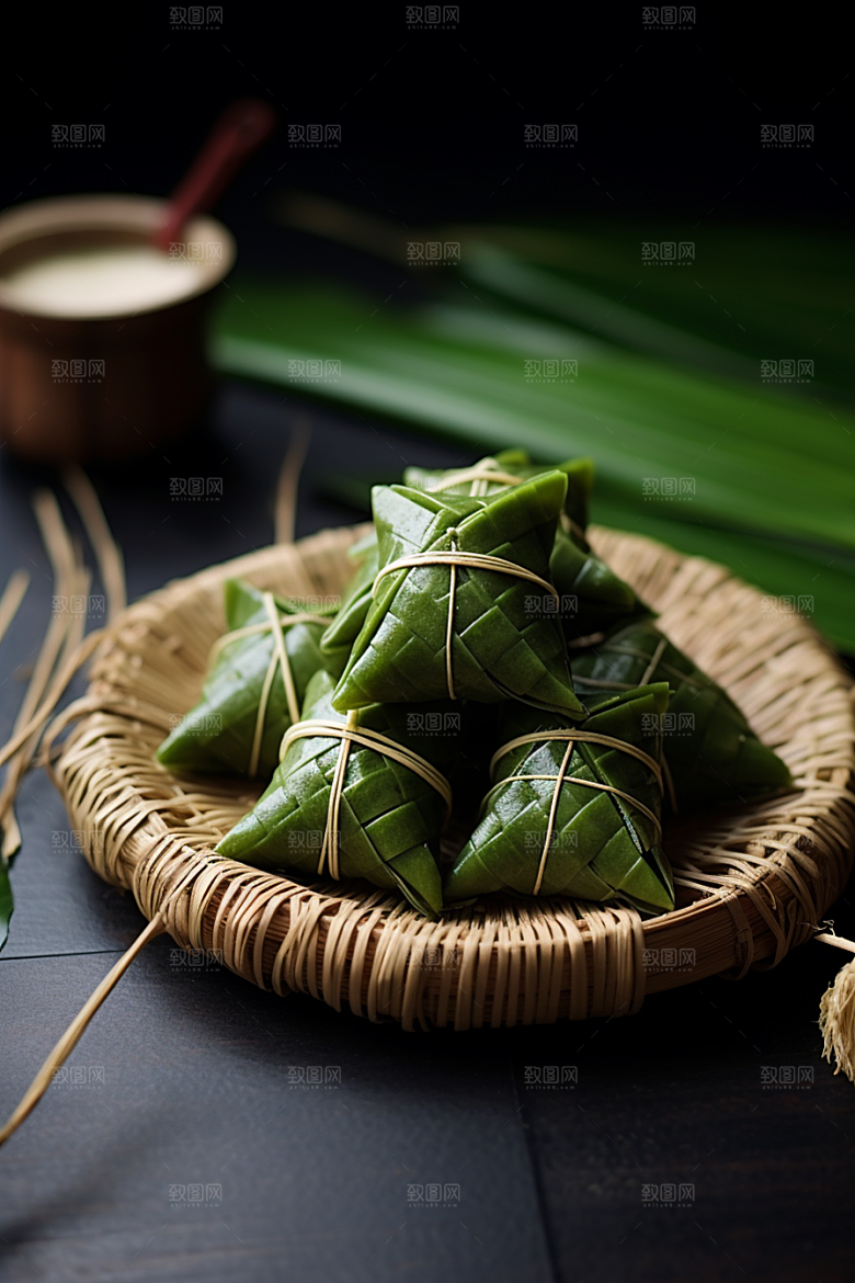 粽子粽叶高清摄影图