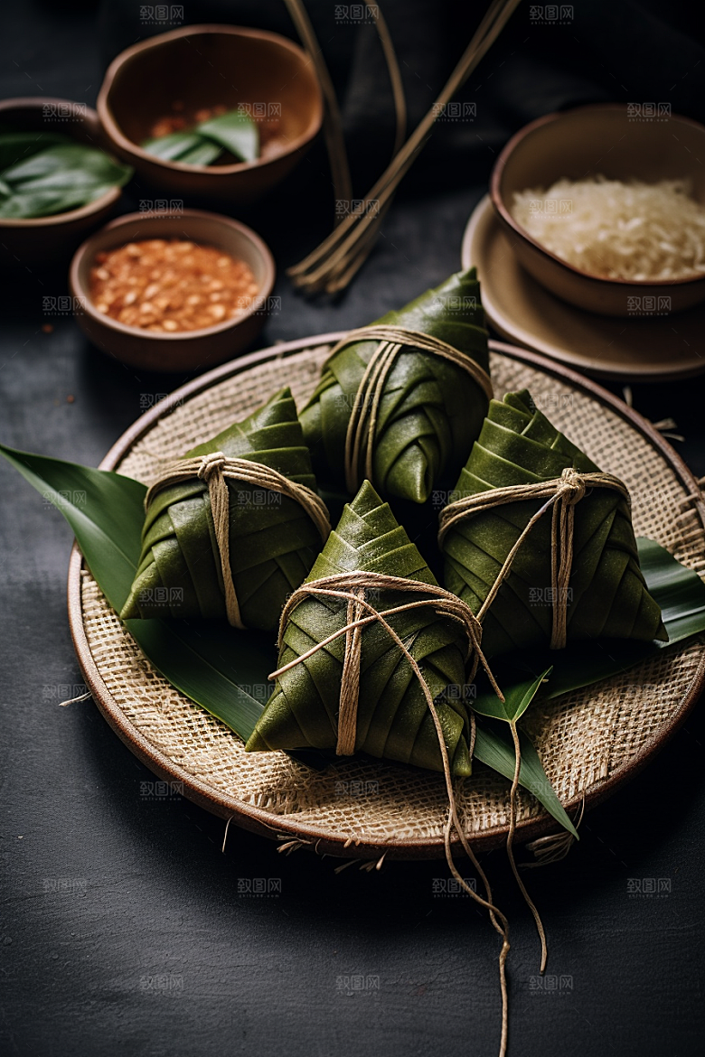粽子包粽子传统美食摄影图