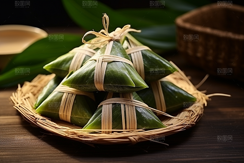 粽子粽叶小吃摄影图