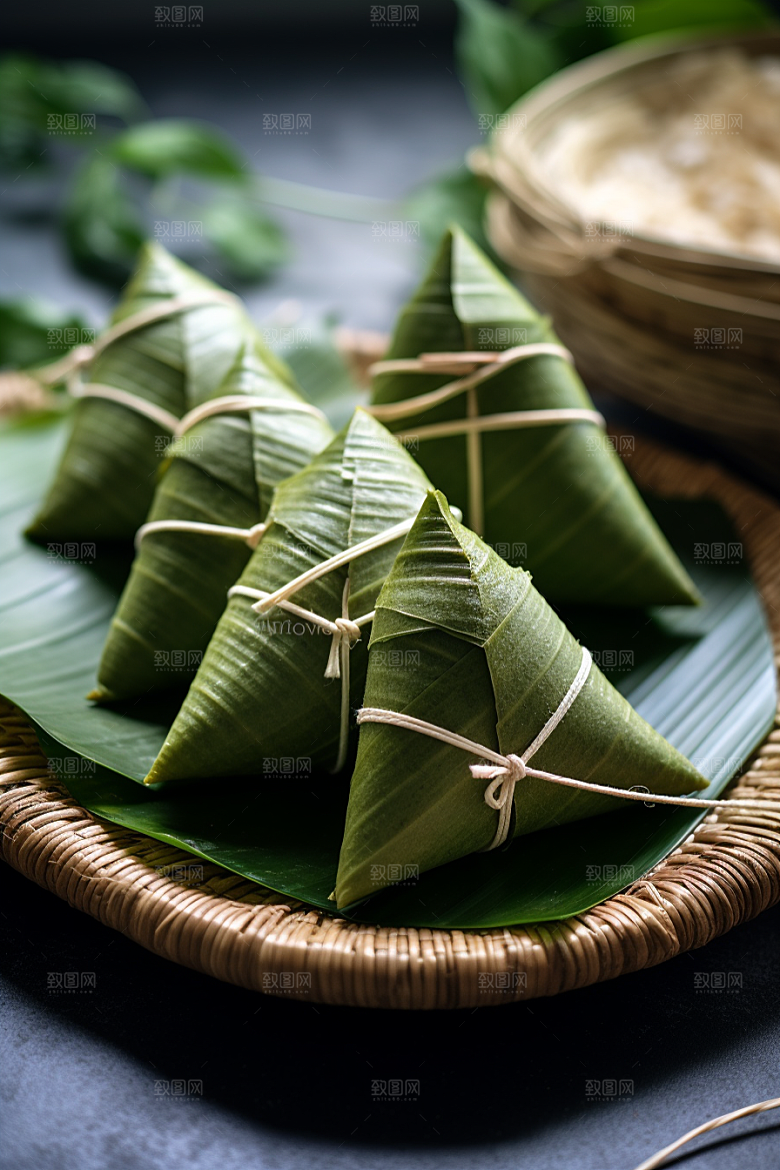 粽子传统美食包粽子摄影图