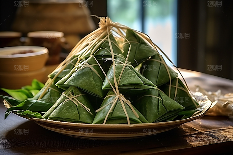 粽子端午节粽叶摄影图