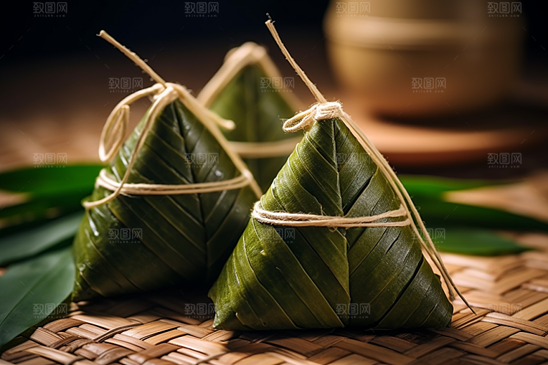 粽子高清粽叶摄影图