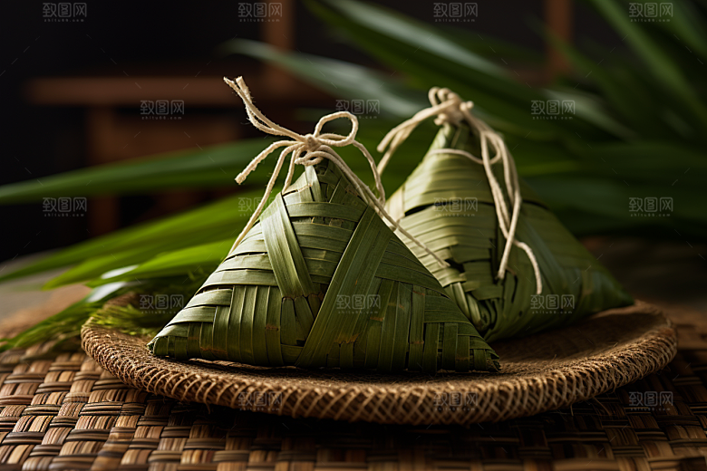 粽子端午节粽叶摄影图