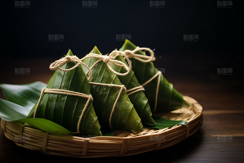 粽子粽叶美味摄影图
