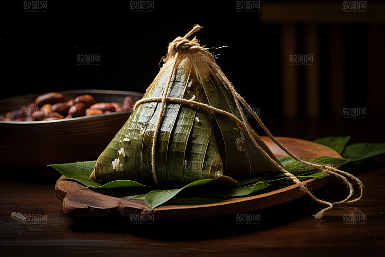 粽子粽叶美味摄影图