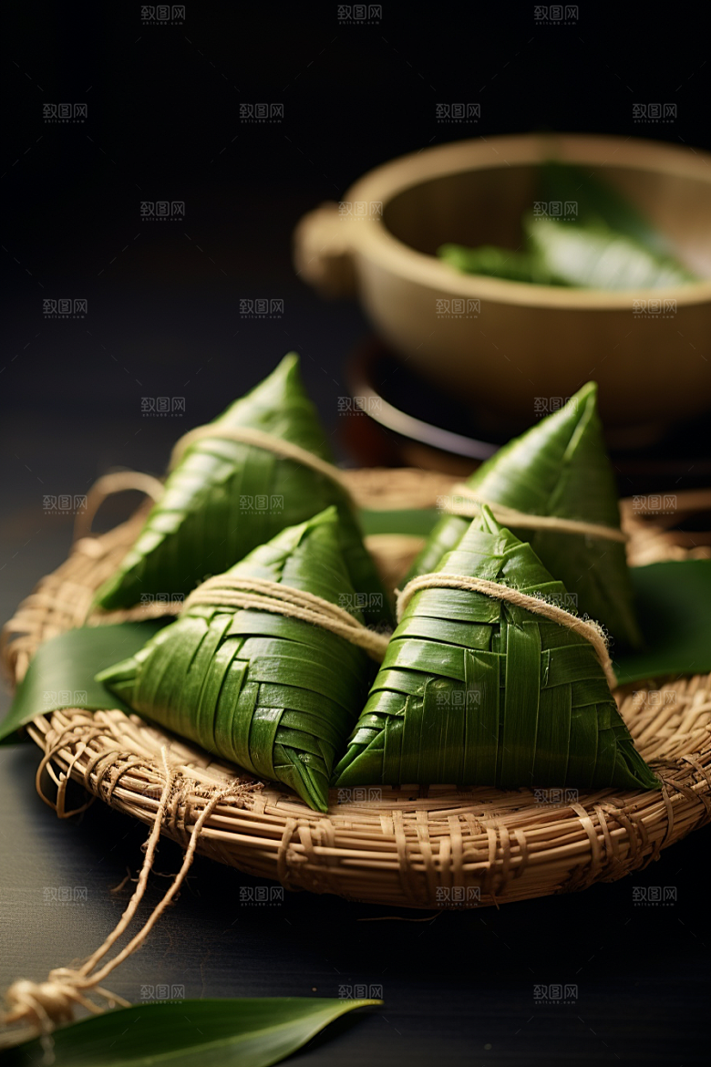 粽子粽叶美味摄影图