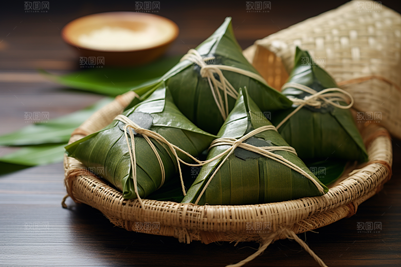 粽子粽叶美味摄影图