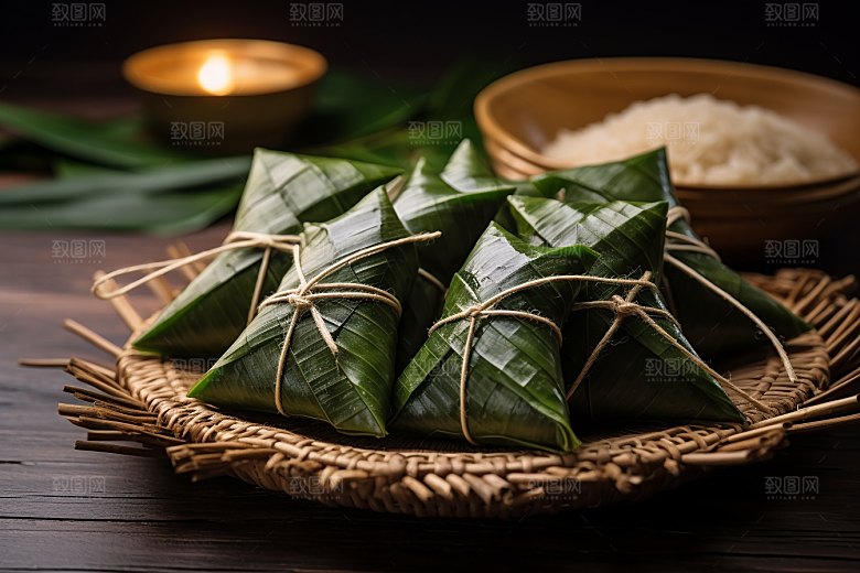 粽子美味包粽子摄影图