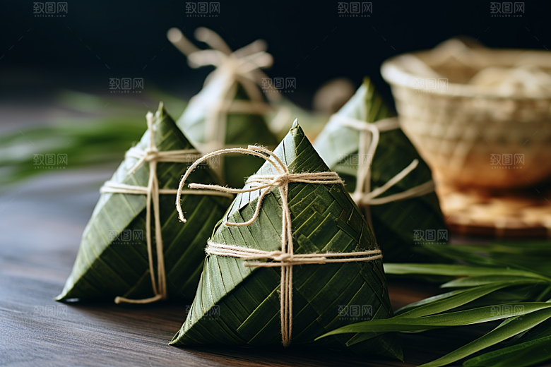 粽子小吃传统美食摄影图