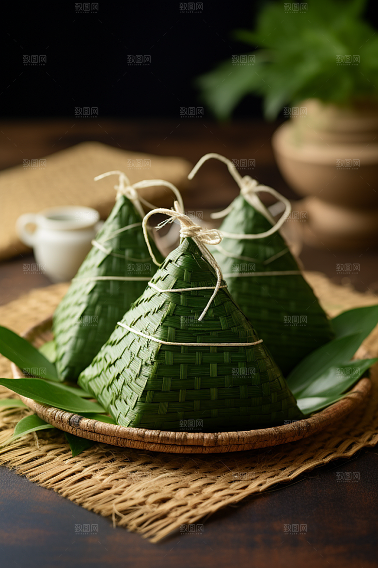 粽子粽叶美味摄影图