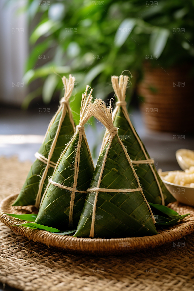 粽子粽叶包粽子摄影图