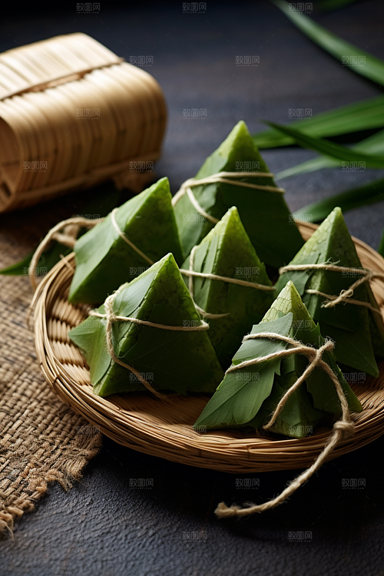 粽子粽叶美味摄影图