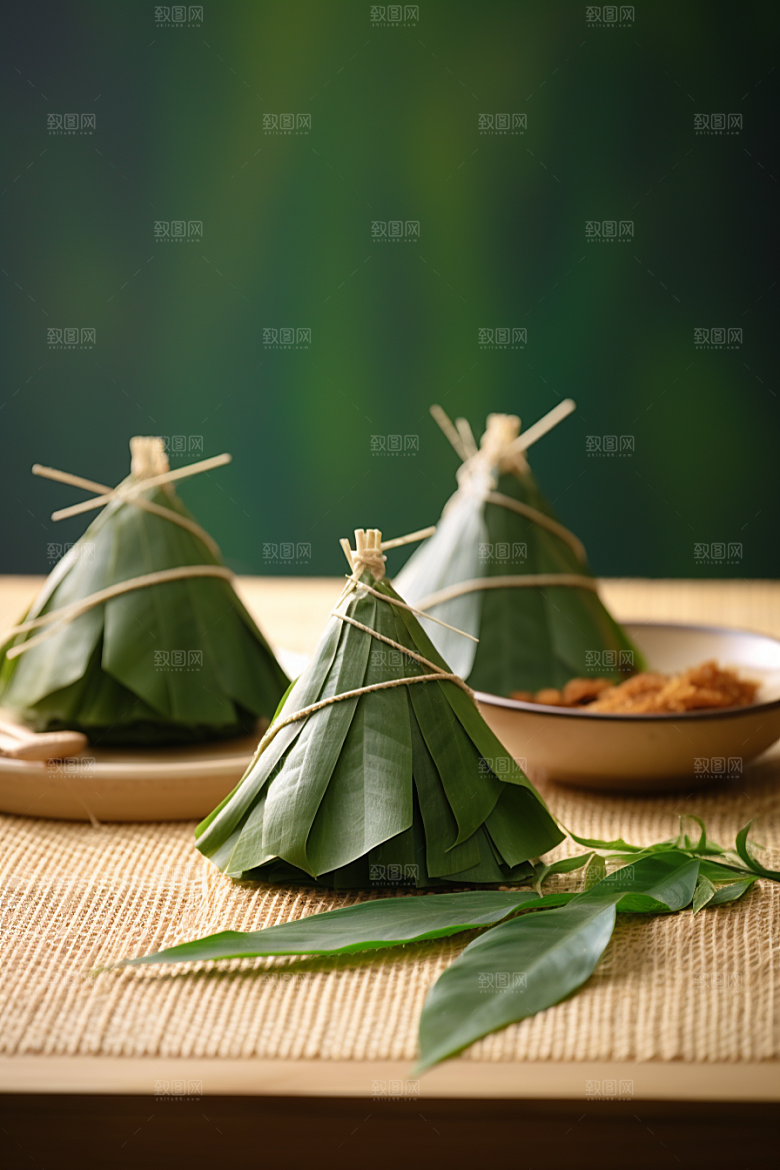 粽子粽叶包粽子摄影图