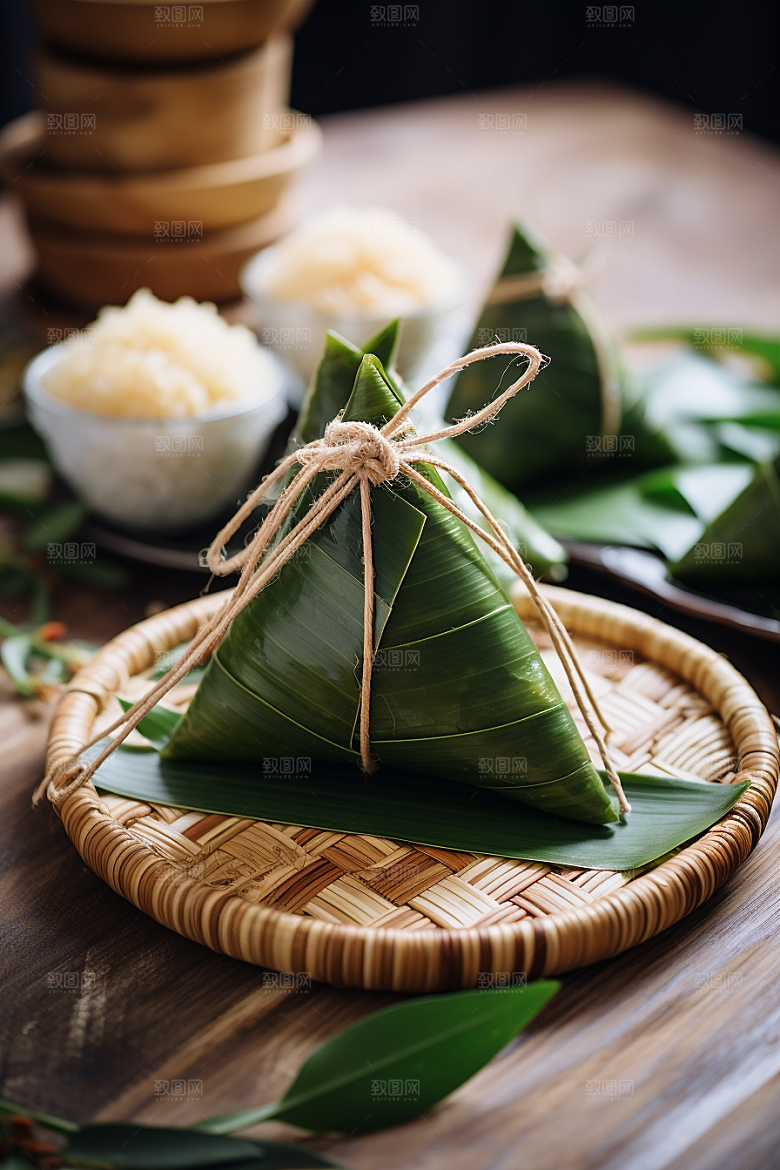 粽子美味粽叶摄影图
