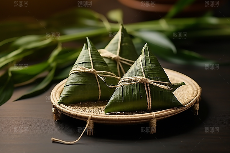 粽子小吃传统美食摄影图