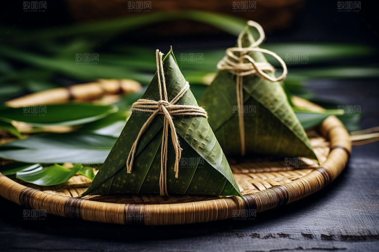 粽子粽叶自然摄影图