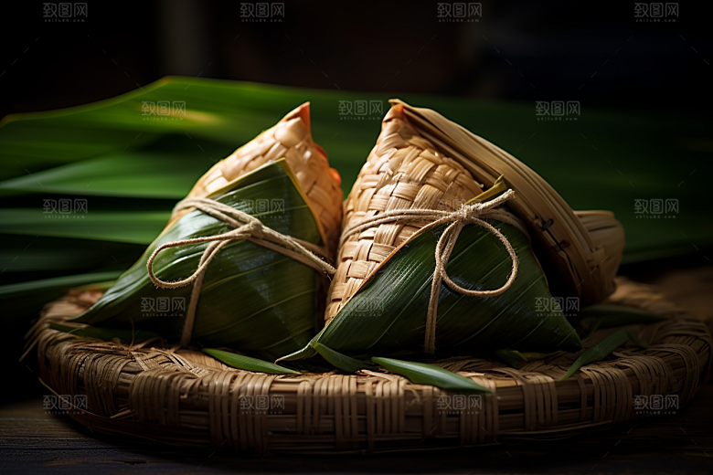 粽子粽叶端午节摄影图