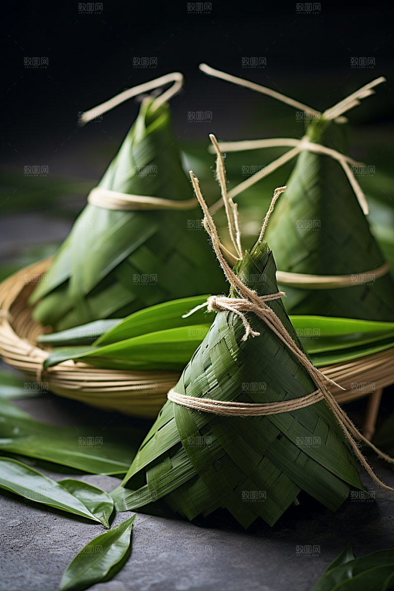粽子传统美食自然摄影图